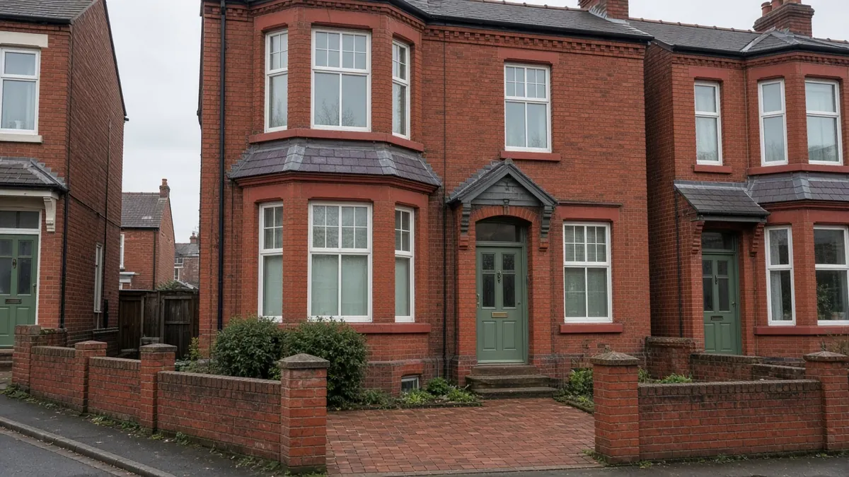 Example image: Victorian terrace near Oxbridge with a shallow block paved yard behind a low wall